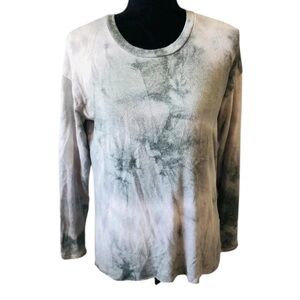 American Eagle Women’s Grey Tie-Dye Soft Sexy Plush Knit Long Sleeve Top Small